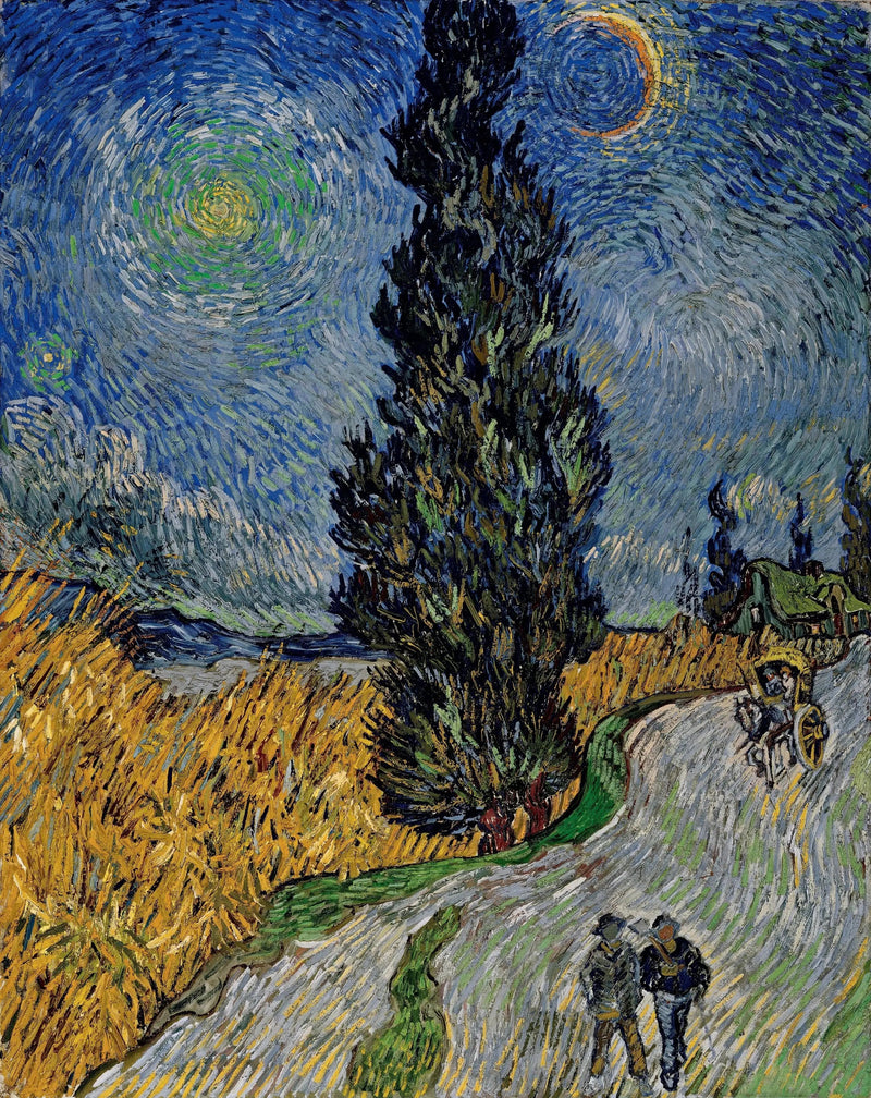 Estrada com um cipreste e uma estrela - Vincent van Gogh