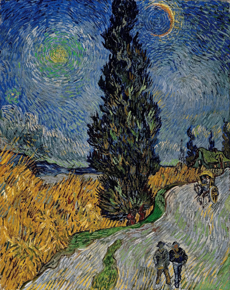 Estrada com um cipreste e uma estrela - Vincent van Gogh
