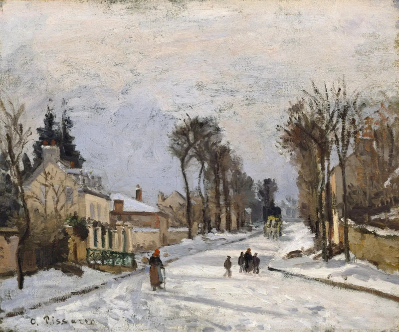 Rota de Versalhes a Louveciennes, efeito de neve - Camille Pissarro