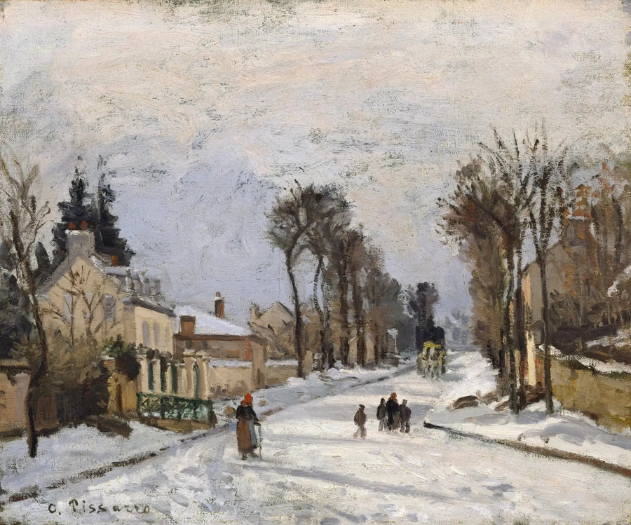 Rota de Versalhes a Louveciennes, efeito de neve - Camille Pissarro