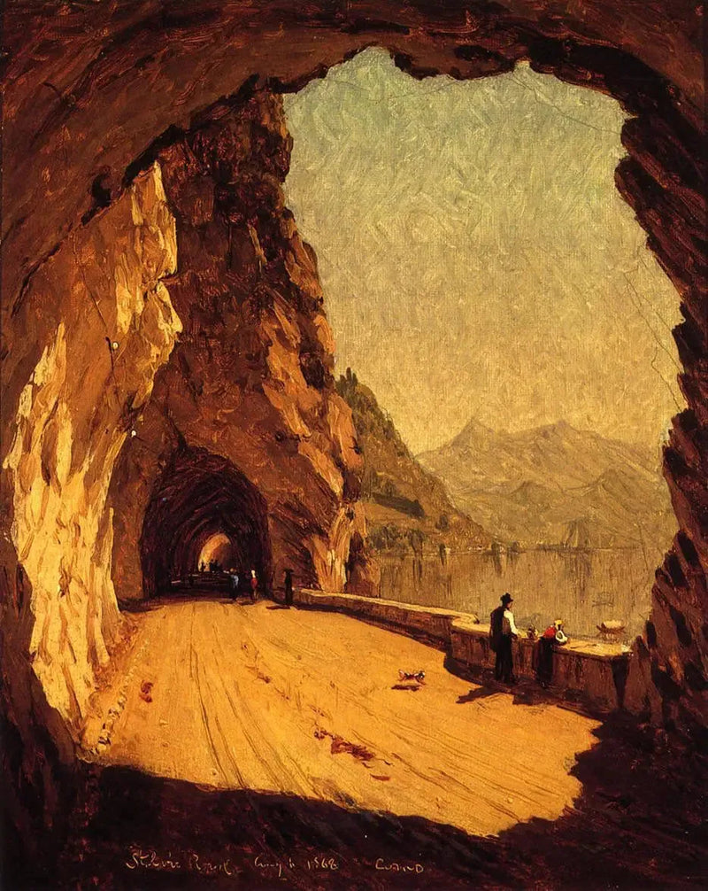 Estrada do Stelvio às margens do Lago de Como - Sanford Robinson Gifford
