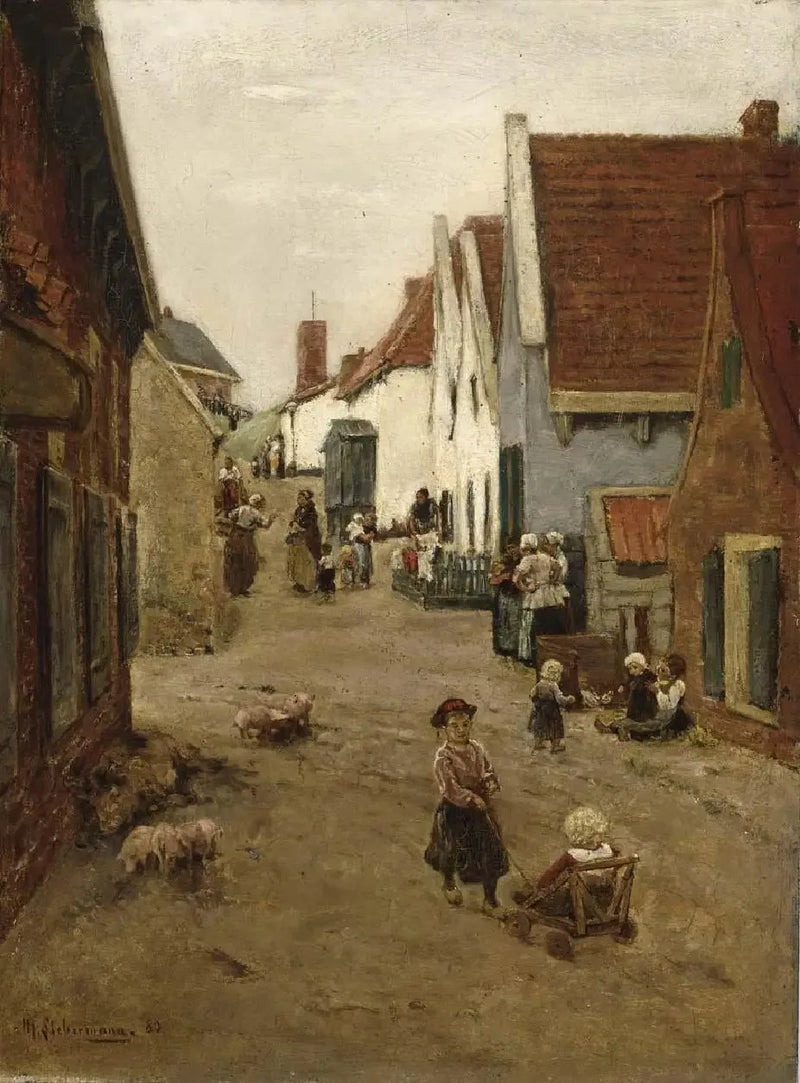 Rua da aldeia neerlandesa / rua em Zandvoort - Max Liebermann