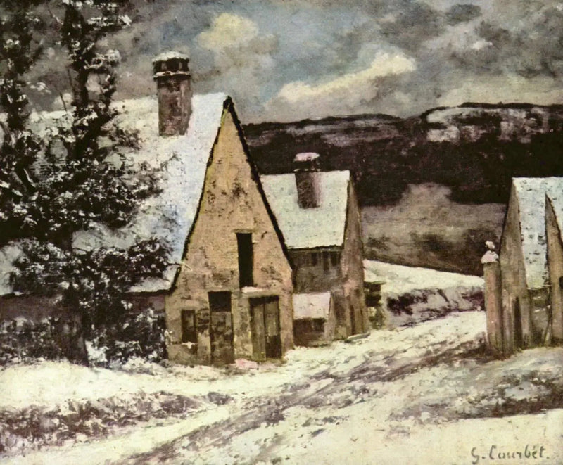 Rua da aldeia no inverno - Gustave Courbet