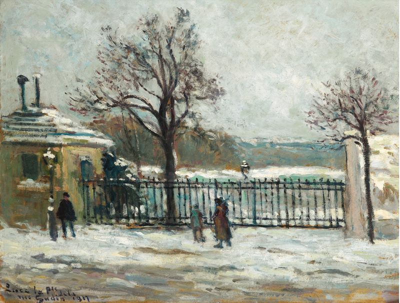 Rue Gudin, vista de inverno sobre o jardim - Maximilien Luce