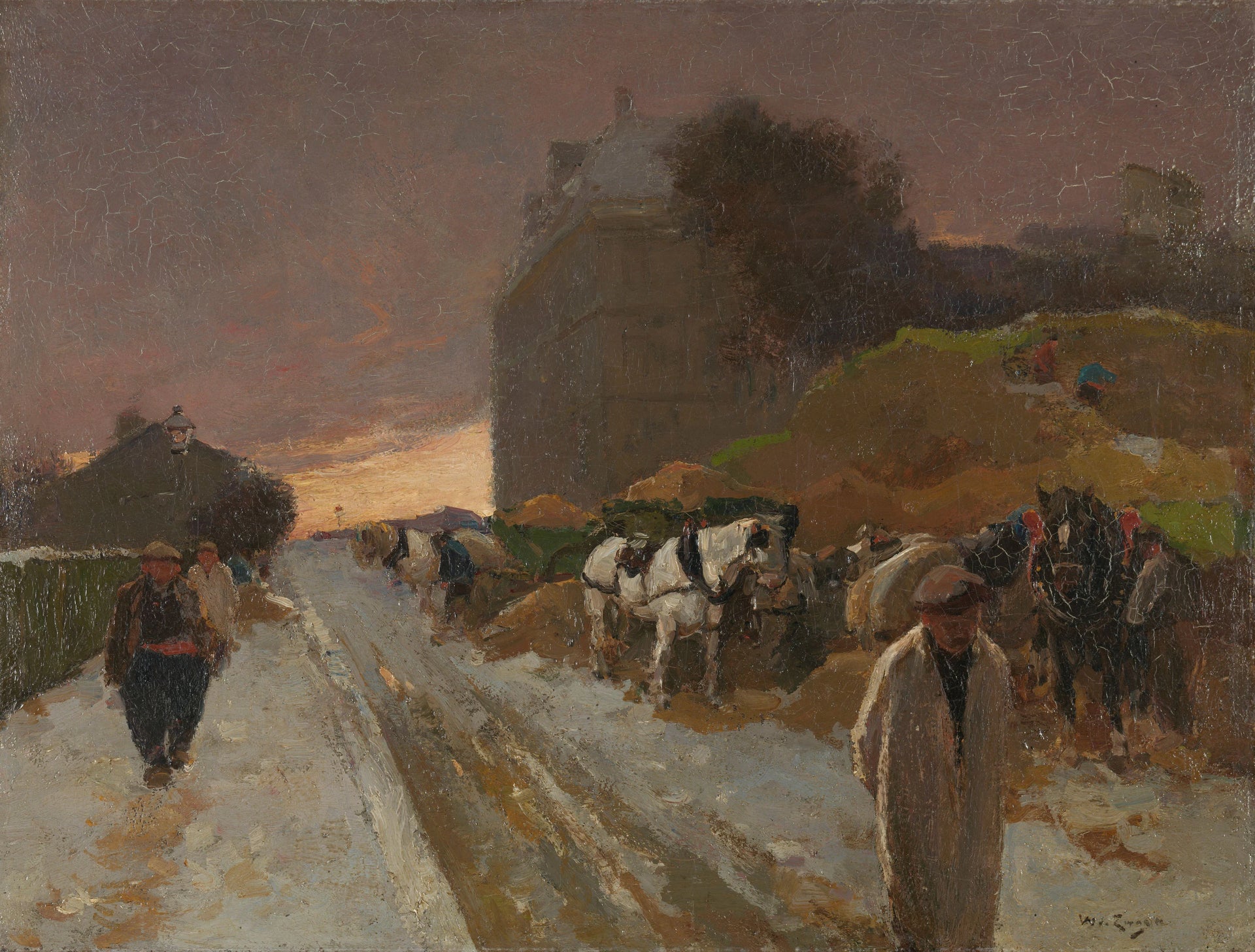 Rue de Montmartre, Paris, en hiver - Willem Zwart