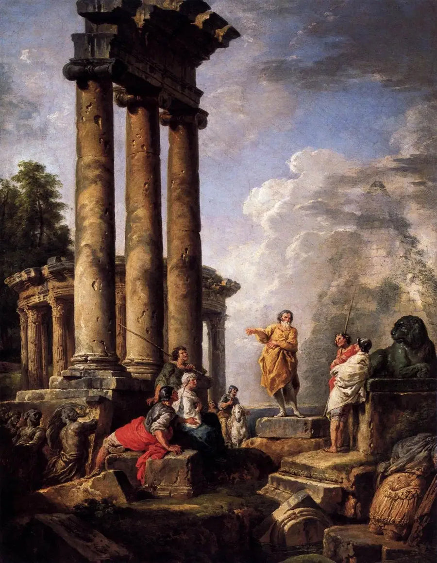 Ruínas com São Paulo pregando - Giovanni Paolo Panini
