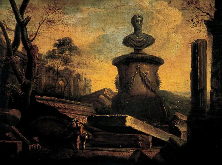 Ruínas com um busto - Giovanni Paolo Panini
