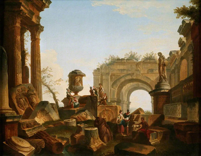 Ruínas com uma urna e um arco - Giovanni Paolo Panini