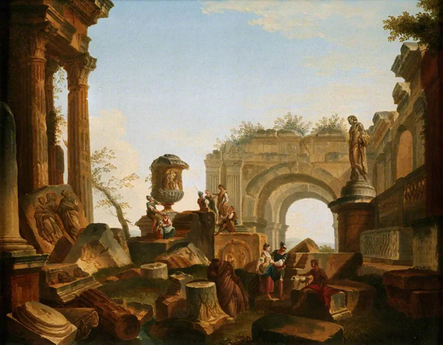 Ruínas com uma urna e um arco - Giovanni Paolo Panini