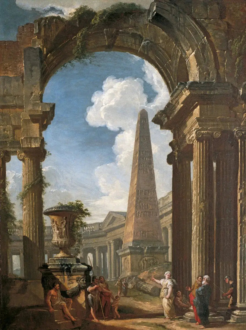 Ruínas de um templo com uma sibila - Giovanni Paolo Panini