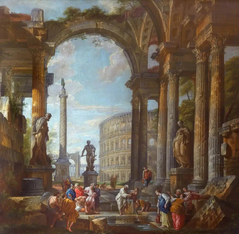 Ruínas romanas com figuras - Giovanni Paolo Panini