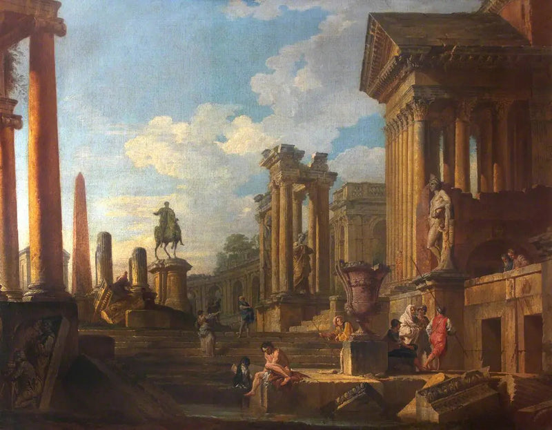 Ruínas romanas com figuras - Giovanni Paolo Panini