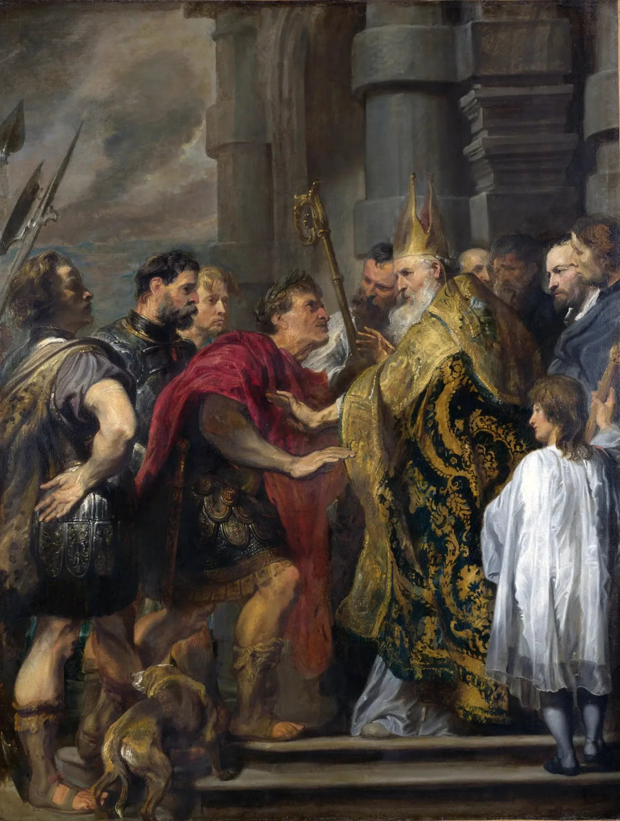 Santo Ambrósio recusando a entrada de Teodósio em sua igreja - Antoine van Dyck
