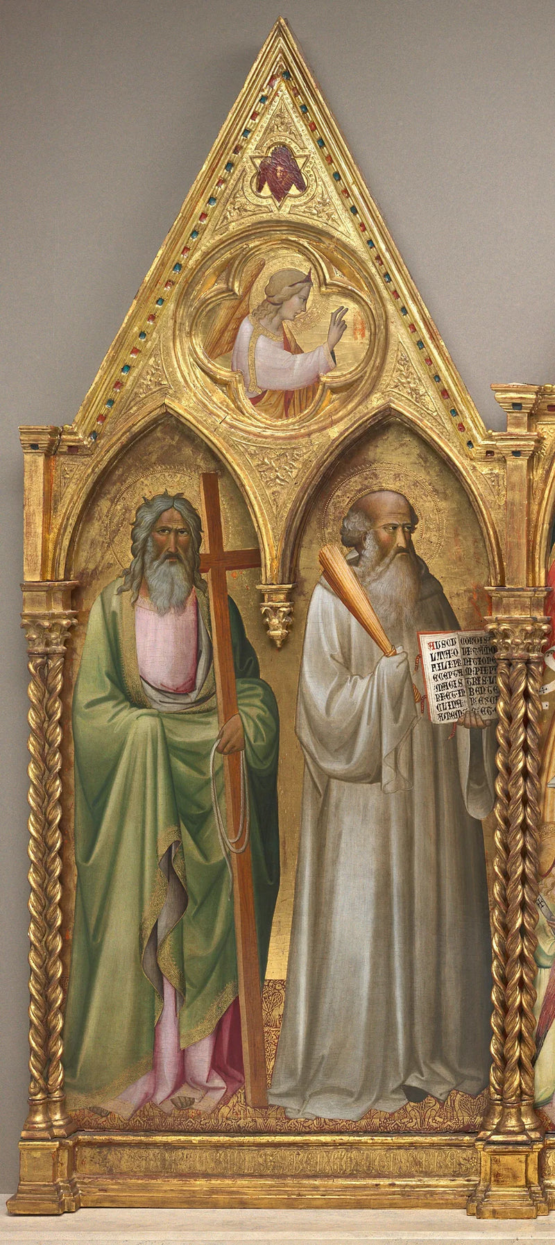 São André e São Benedito com o arcanjo Gabriel [painel da esquerda] - Agnolo Gaddi