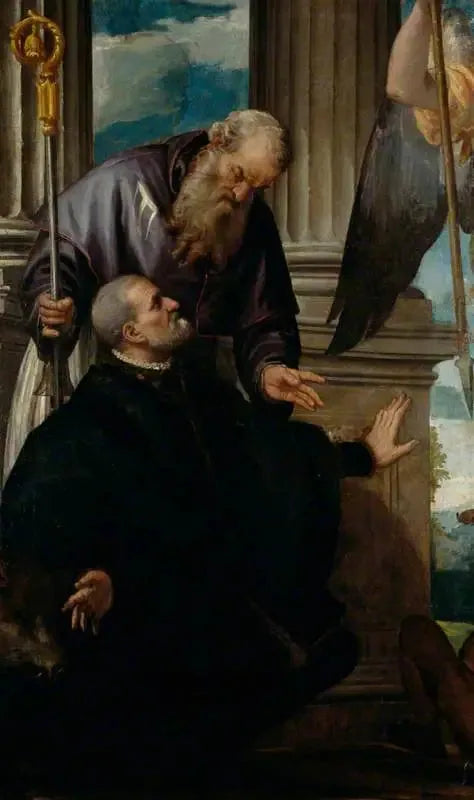 Santo Antônio Abade, padroeiro de um doador ajoelhado - Paulo Véronèse