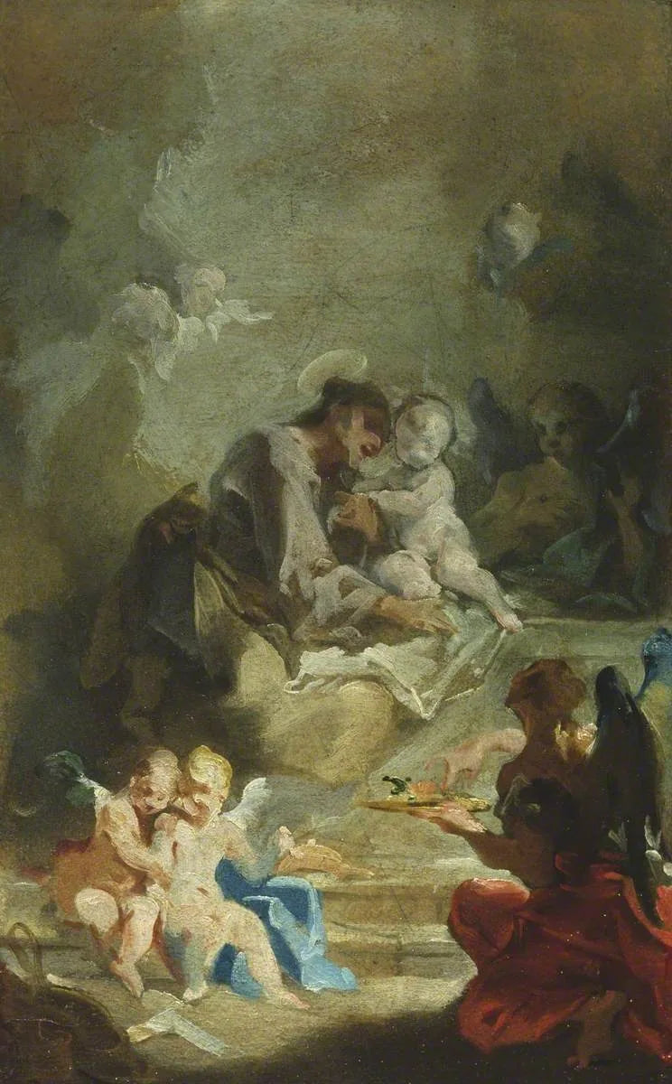São Antônio de Pádua adorando o Menino Jesus - Giovanni Battista Pittoni