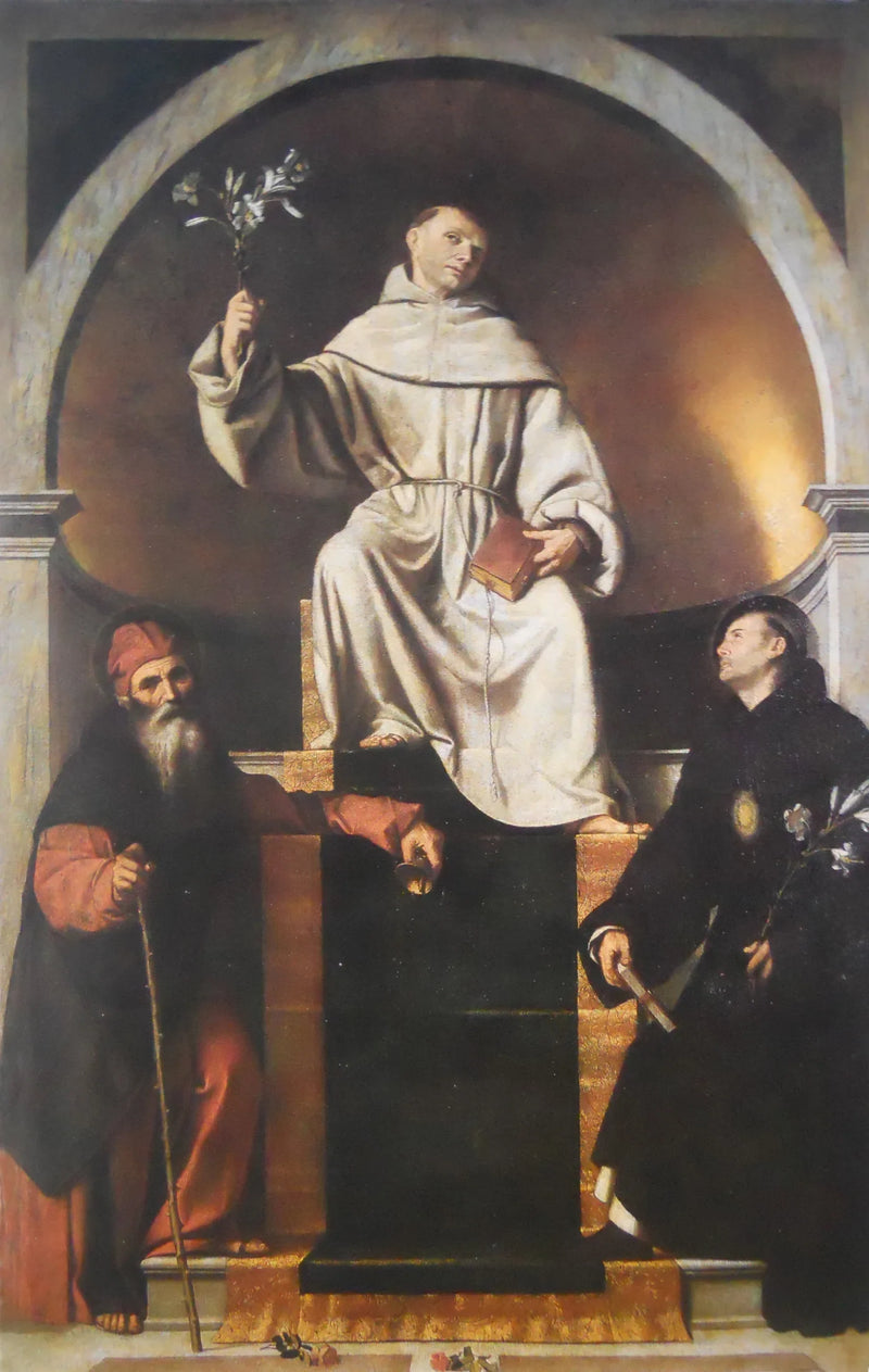 São Antônio de Pádua com os santos Antônio, o Abade, e Nicolau de Tolentino - Alessandro Bonvicino