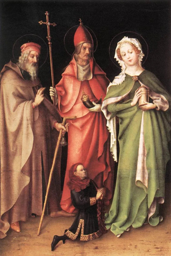 São Antônio do Ermitão, São Cornélio e Santa Maria Madalena com um doador - Stefan Lochner