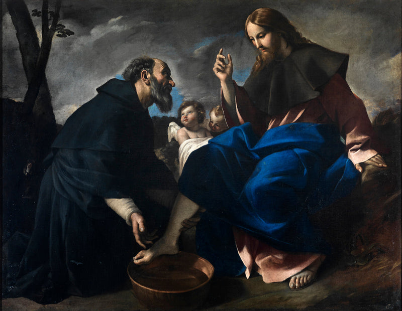 São Agostinho lavando os pés de Cristo - Giovanni Lanfranco
