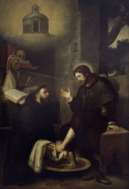 Santo Agostinho lava os pés de Cristo - Bartolomé Esteban Murillo