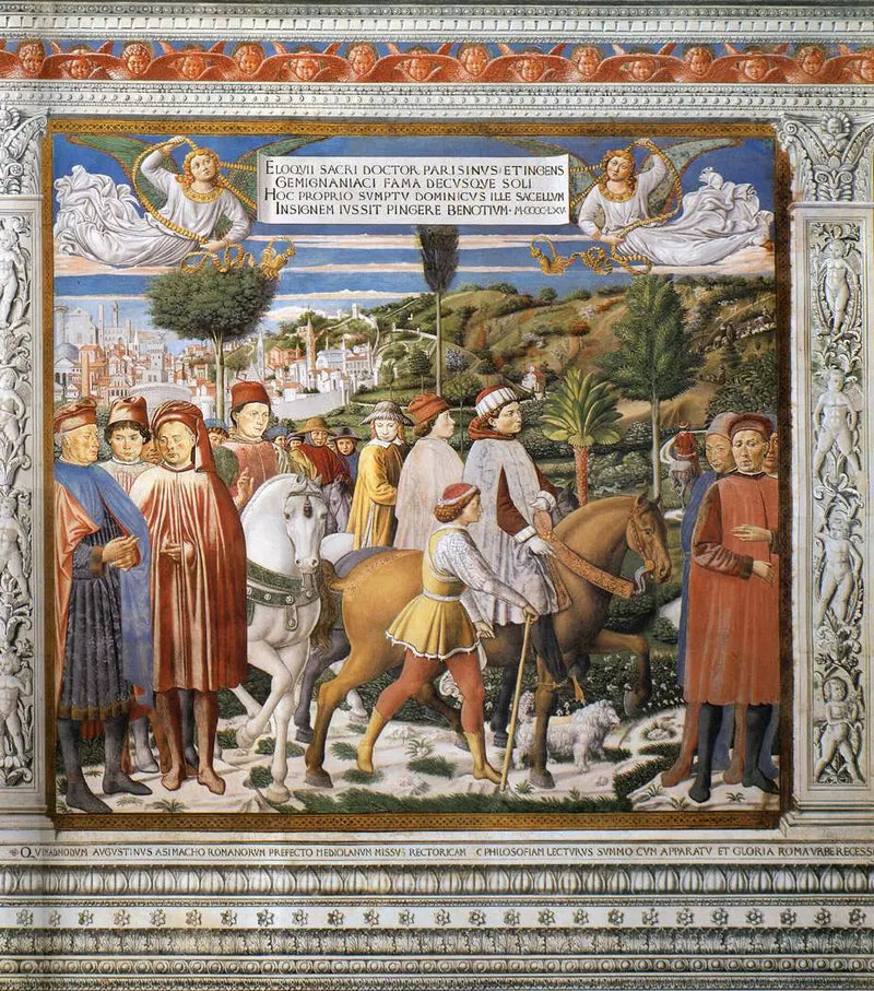 São Agostinho partindo para Milão (Cena 7, parede sul) - Benozzo Gozzoli