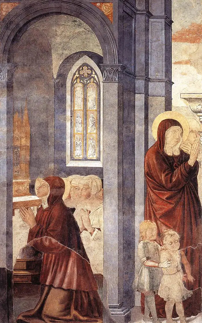 São Agostinho deixando sua mãe (cena 3, parede leste) - Benozzo Gozzoli