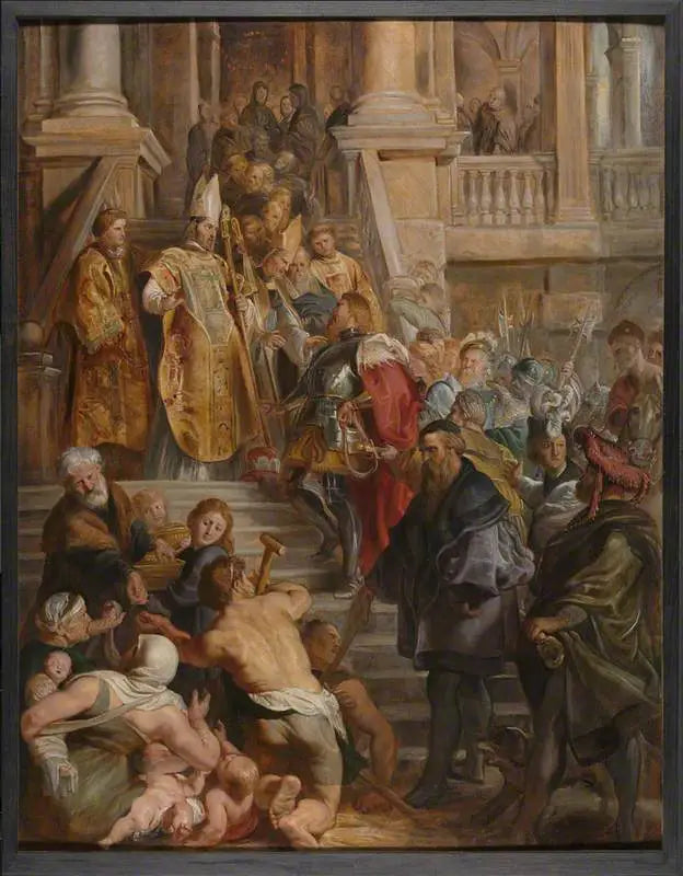 São Bavo é recebido pelos santos Amand e Floriberto - Peter Paul Rubens