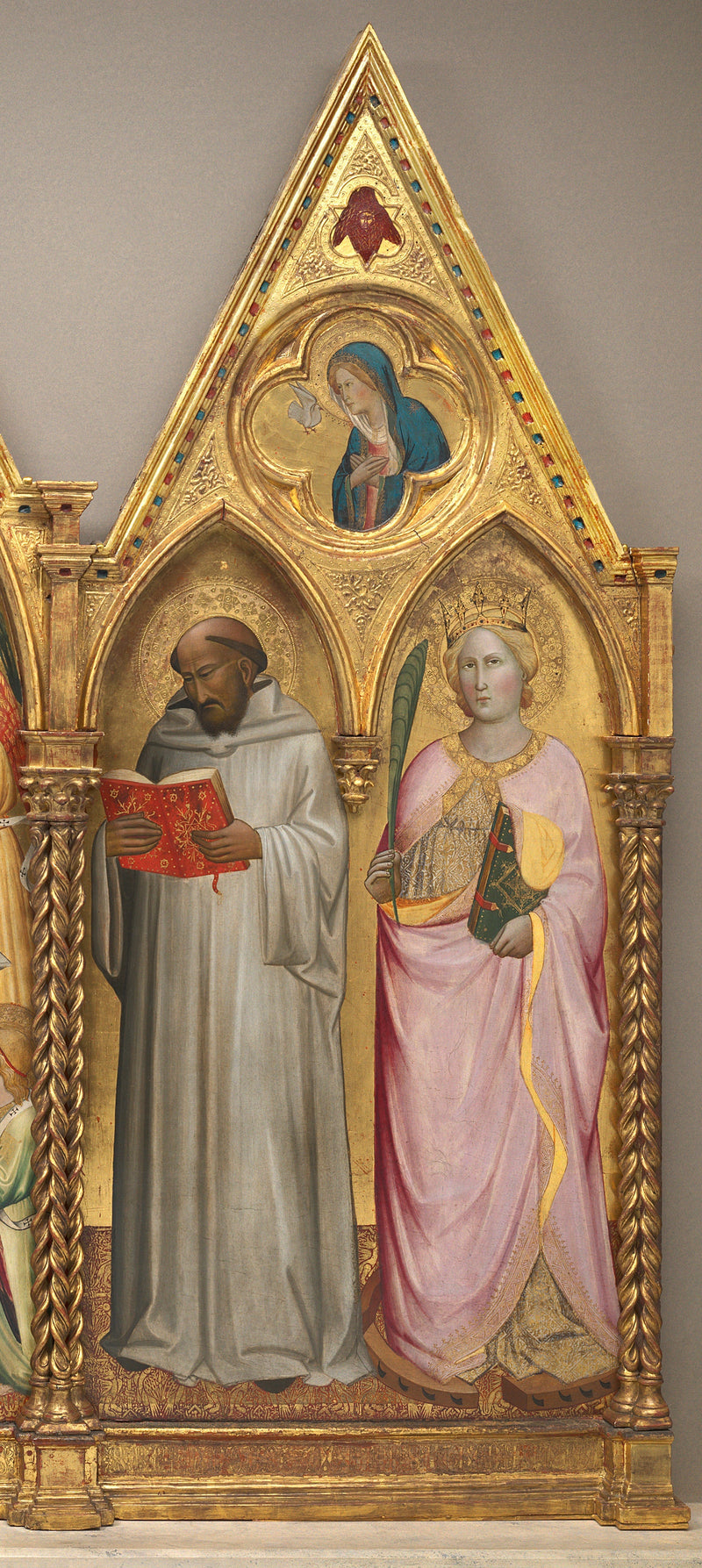 São Bernardo e Santa Catarina de Alexandria com a Virgem da Anunciação [painel da direita] - Agnolo Gaddi