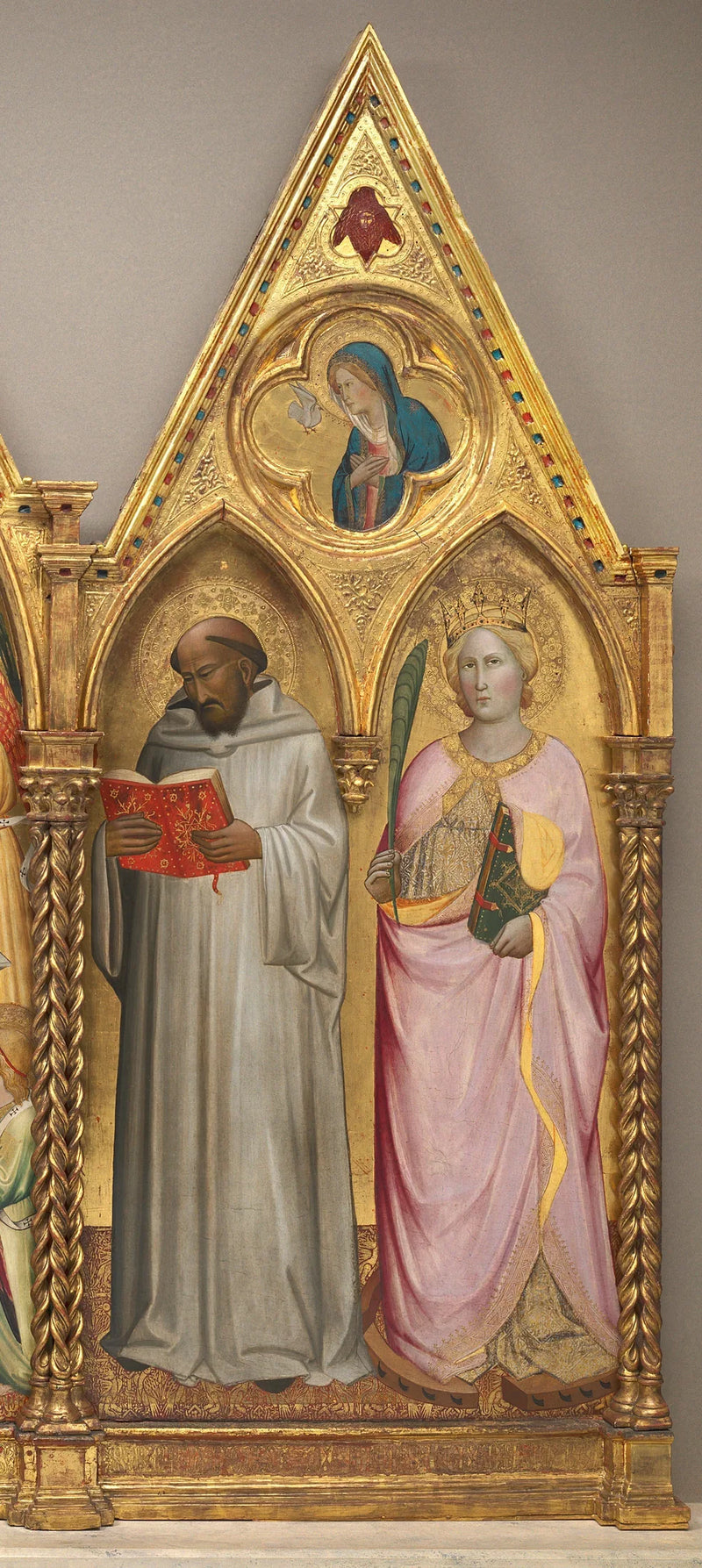 São Bernardo e Santa Catarina de Alexandria com a Virgem da Anunciação [painel da direita] - Agnolo Gaddi