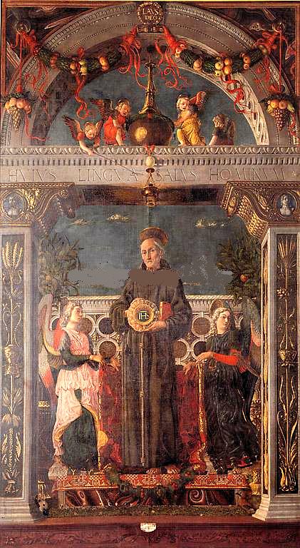 São Bernardino de Siena e dois anjos (Mantegna) - Andrea Mantegna