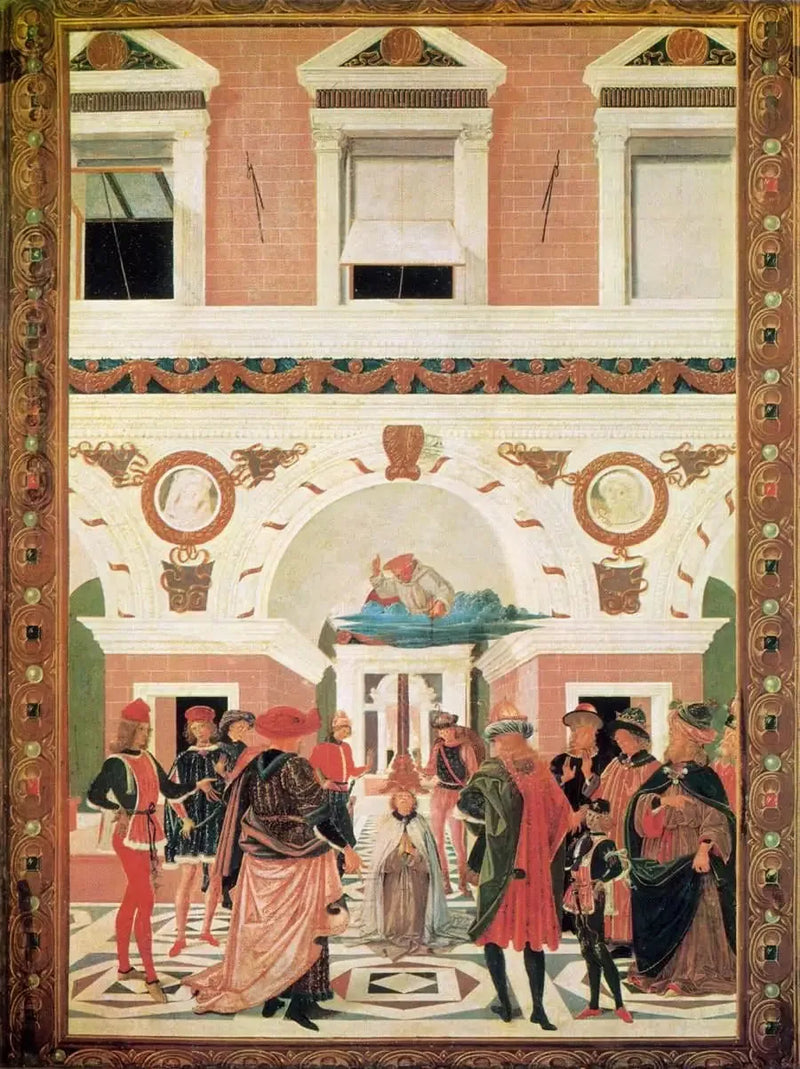 São Bernardino devolve a visão a um cego após a morte - Pietro Perugino