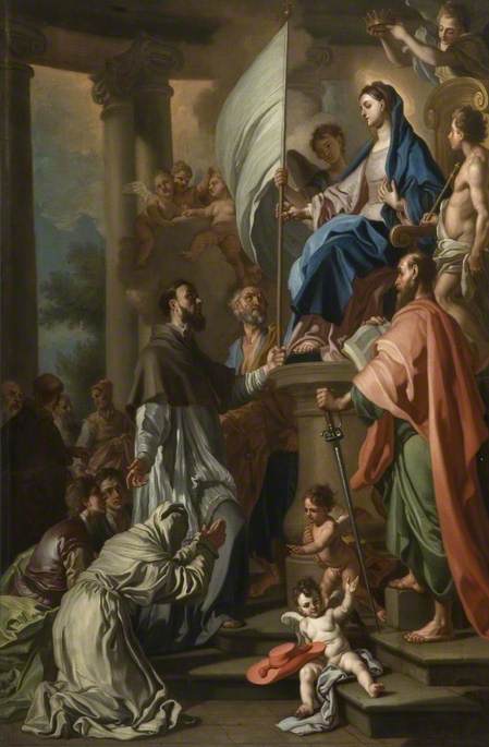 São Boaventura recebendo da Virgem a bandeira de San Sepolcro - Francesco Solimena