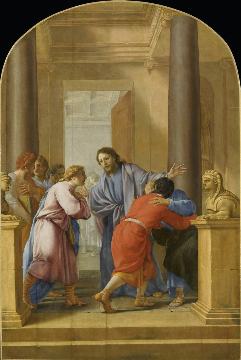 São Bruno incentiva seus discípulos e amigos a abandonarem o mundo - Eustache Le Sueur
