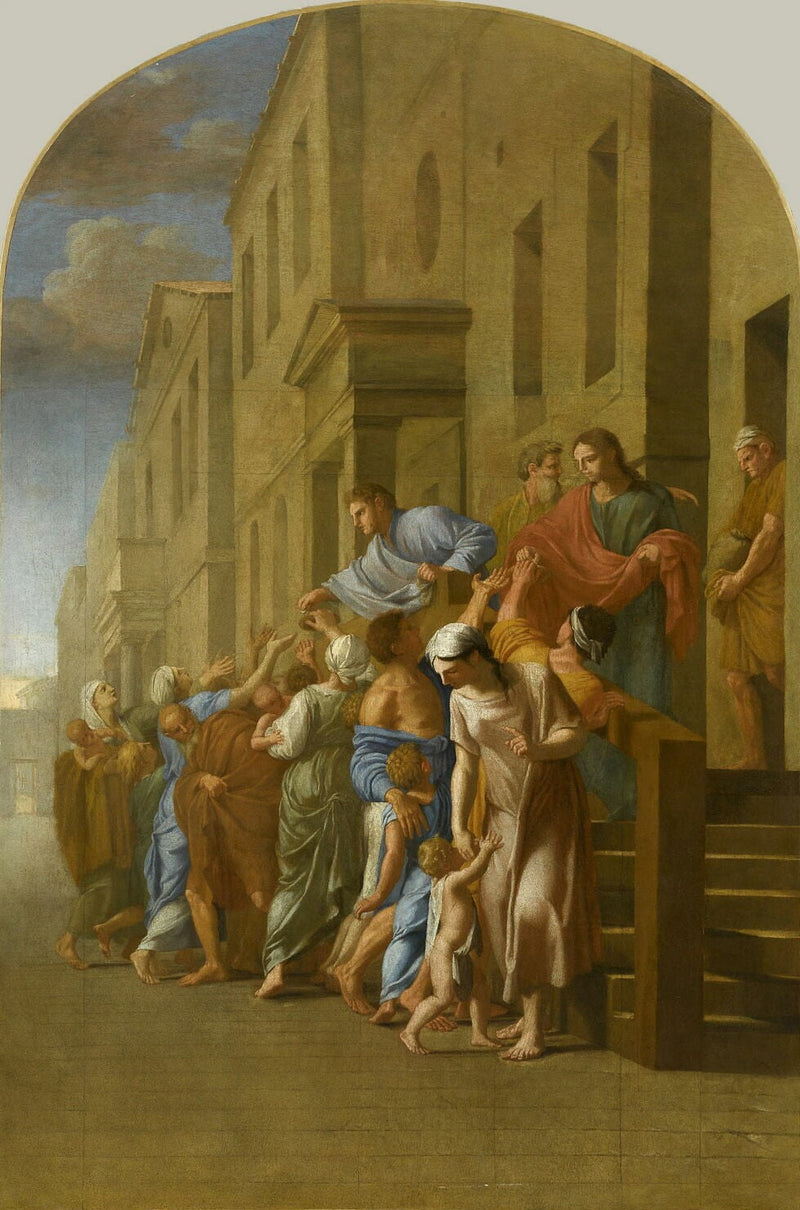 São Bruno e seus companheiros, antes de partir para Grenoble, distribuem todos os seus bens aos pobres - Eustache Le Sueur