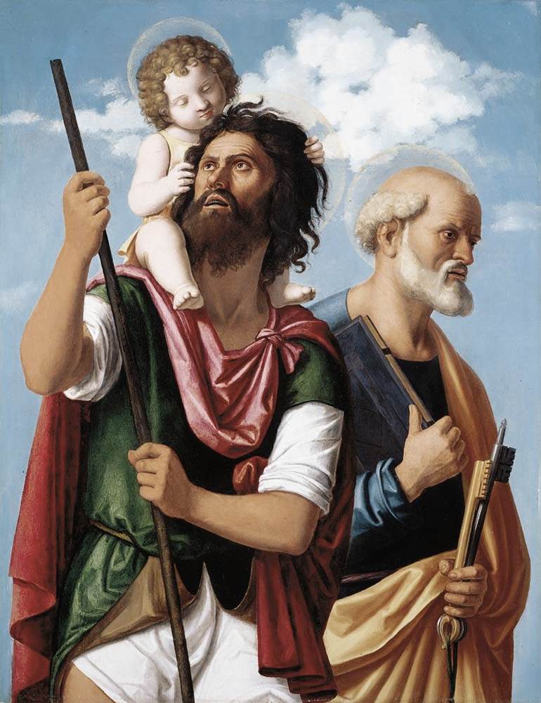 São Cristóvão com o Menino Jesus e São Pedro - Cima da Conegliano