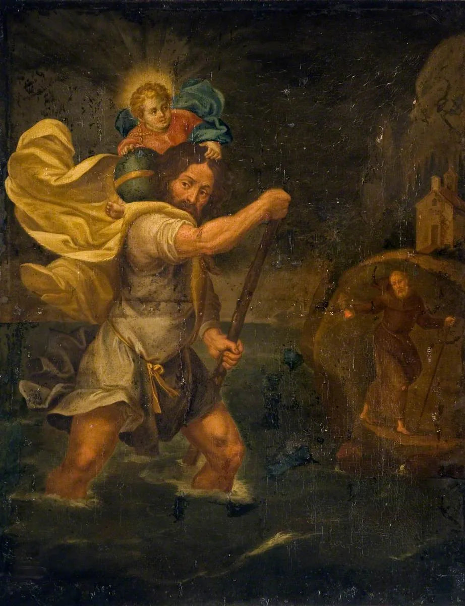 Saint Christophe portant l'Enfant Jésus au-dessus d'un cours d'eau - Adam Elsheimer image 1 reproduction d’œuvre d’art à l’huile