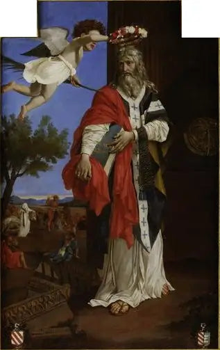 São Denís, o Areópago, coroado por um anjo - Nicolas Poussin