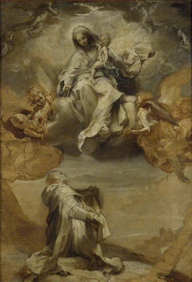 São Domingos de Gusmão recebendo o Rosário - Federico Barroci