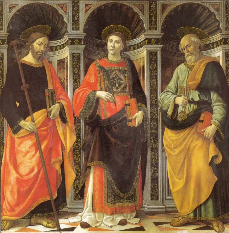Saint Étienne entre os santos Jacques e Pedro - Domenico Ghirlandaio