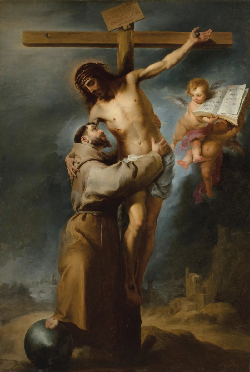 São Francisco de Assis beijando Cristo crucificado - Bartolomé Esteban Murillo