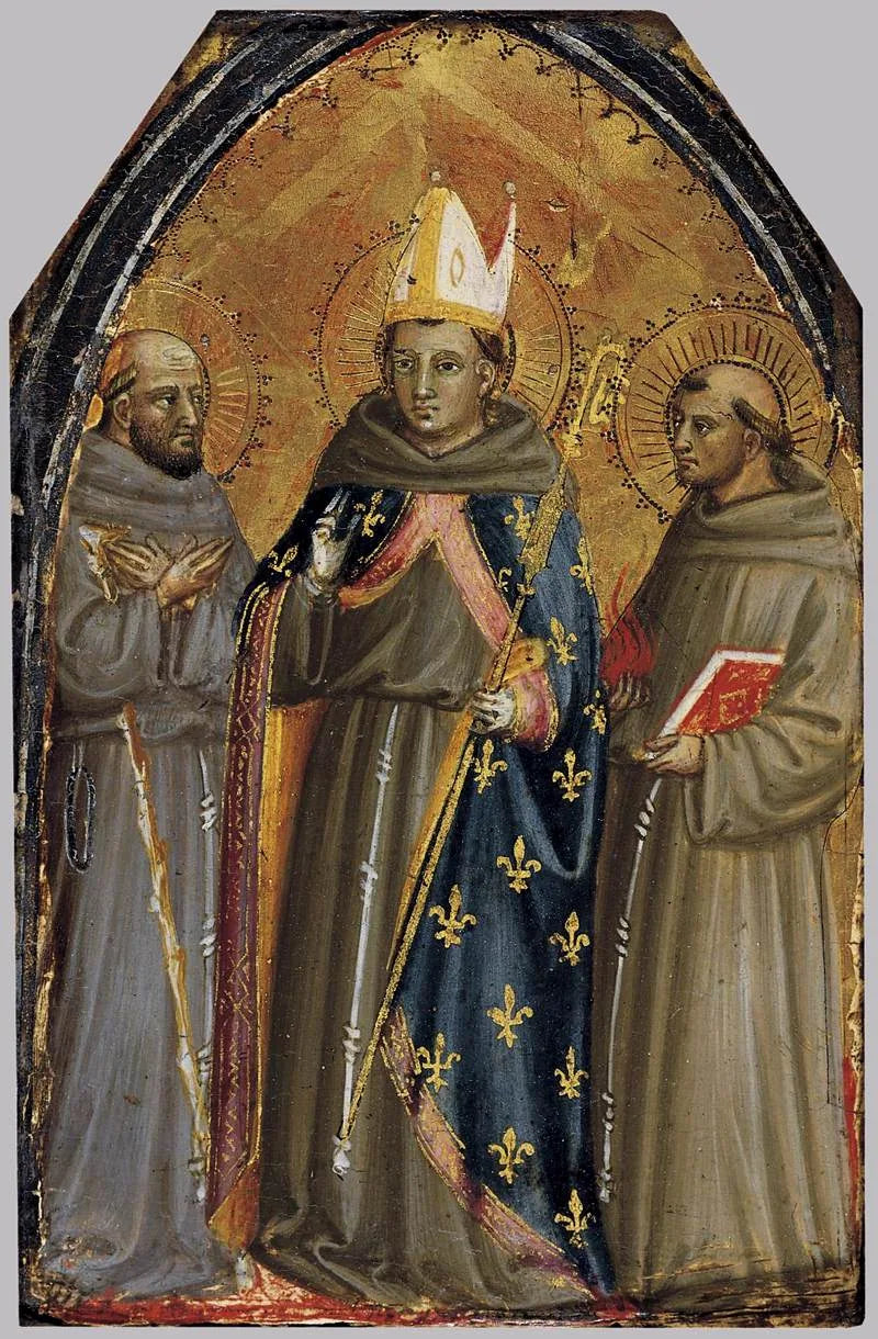 São Francisco de Assis, São Luís de Toulouse e São Antônio de Pádua - Bicci di Lorenzo