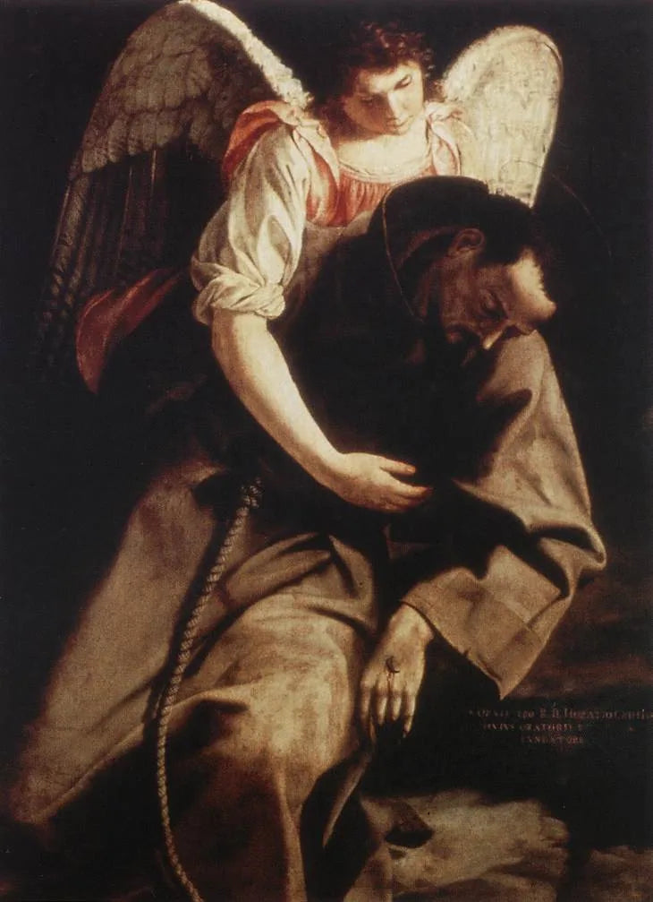 São Francisco e o Anjo - Orazio Gentileschi