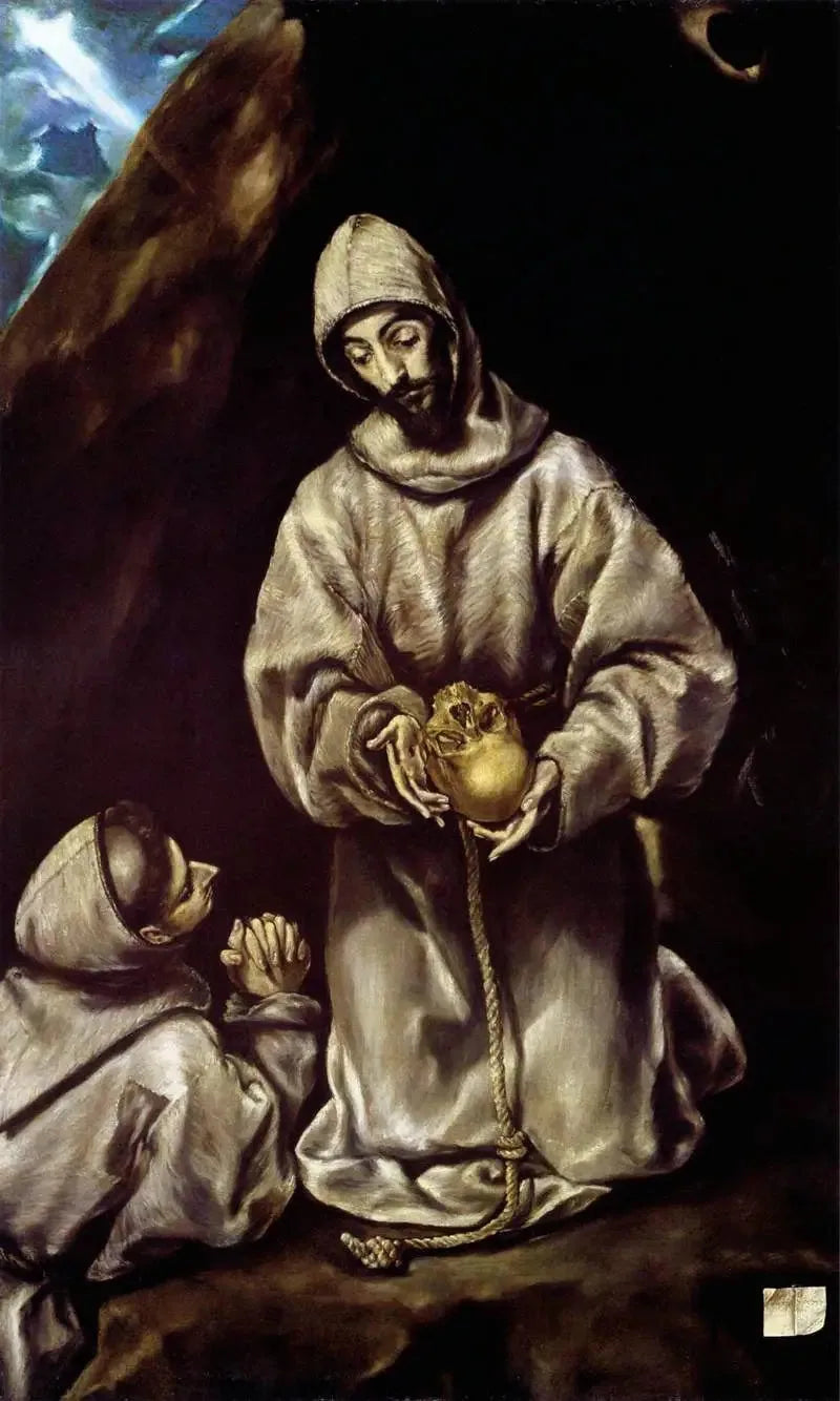 São Francisco e o irmão Leão meditando sobre a morte - El Greco