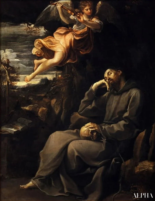 Saint François mort avec un ange musicien - Guido Reni Reproductions de tableaux à la peinture à l’huile