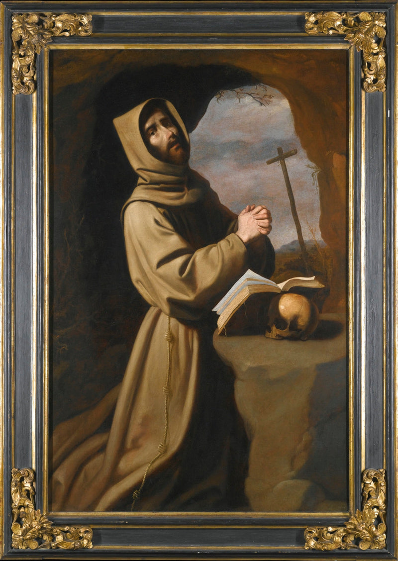 São Francisco orando em uma caverna - Francisco de Zurbarán