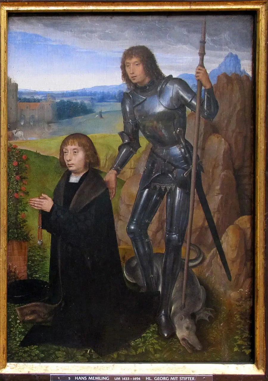 São Jorge com doador. - Hans Memling