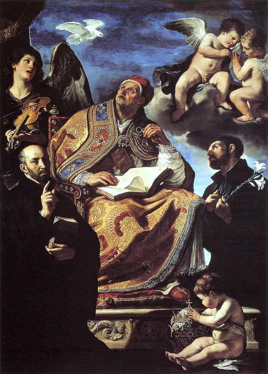São Gregório Magno com os santos jesuítas - Guercino