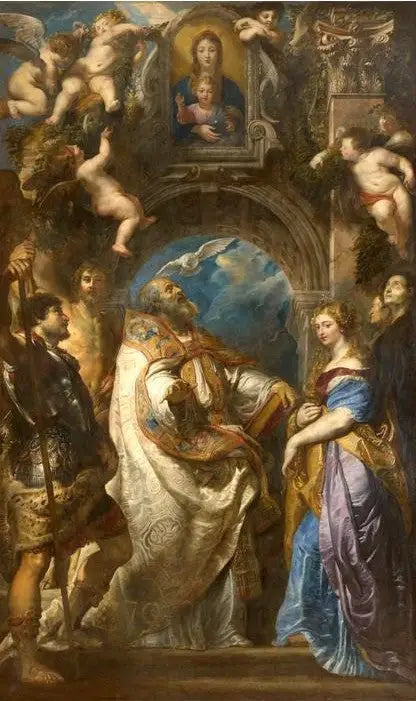 São Gregório Papa, cercado por santos e santas - Peter Paul Rubens