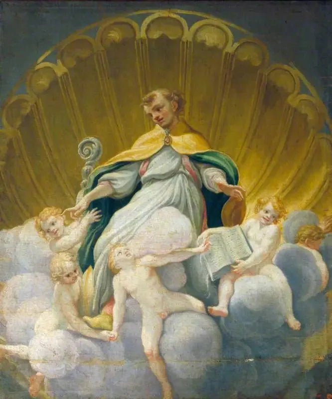 Saint Hilaire cercado por anjos (cópia da afresco da cúpula da catedral de Parma) - Antonio da Correggio