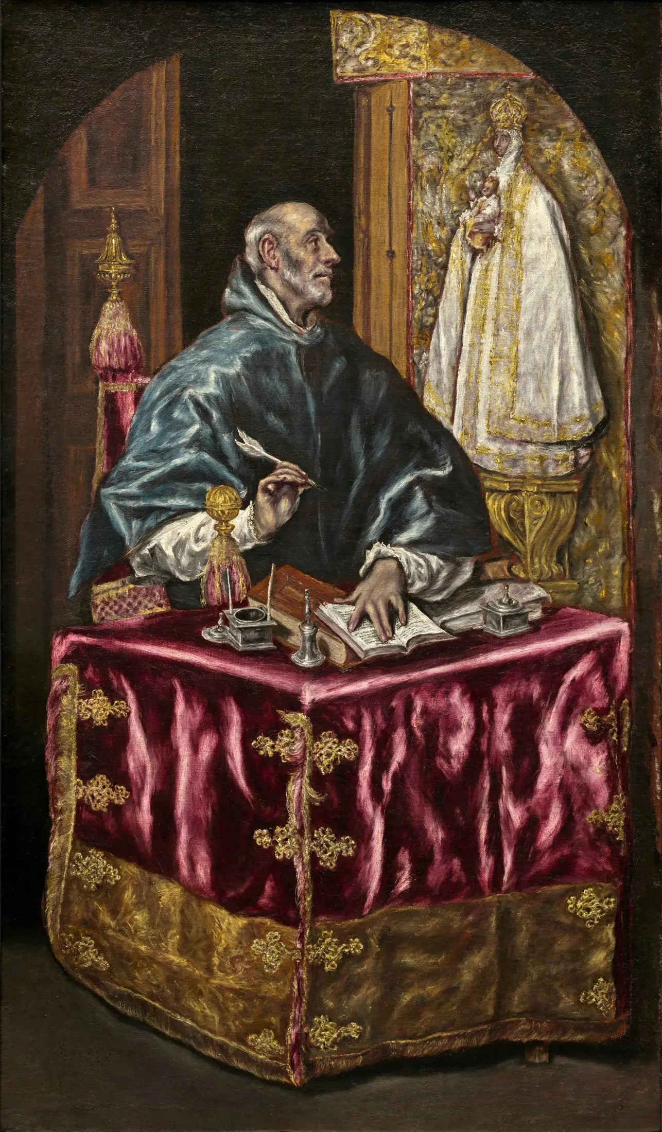 Saint Ildefonse écrivant sous la dictée de la Vierge - El Greco image 1 copie de tableau peinte à la main